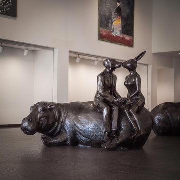 Hippo Wild Ride (Bronze Sculpture)