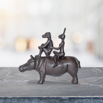 The Hippo Riders in Love (Bronze Sculpture, Pocket Size)