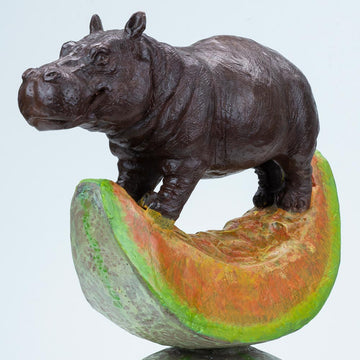 Hippos Love Cantaloupes (Bronze Sculpture)