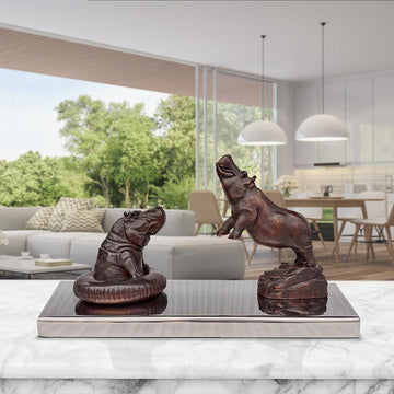 Hippos Make a Splash (Bronze Sculpture)