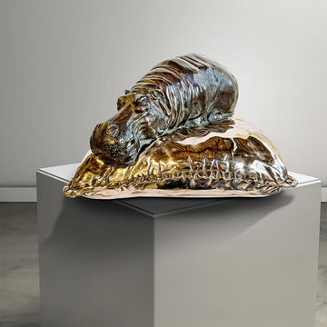 Sleeping Beauty Hippo (Bronze Sculpture)