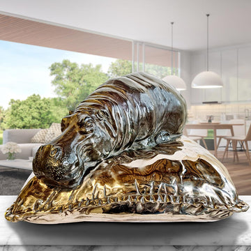 Sleeping Beauty Hippo (Bronze Sculpture)