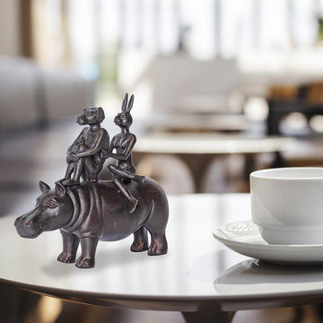 The Hippo Riders in Love (Bronze Sculpture, Pocket Size)