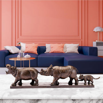 Love the Hippopotamus, the Javan Rhino, and the Red Panda (Bronze Sculpture)