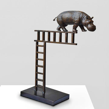 Hippos on the up and up (Bronze Sculpture)