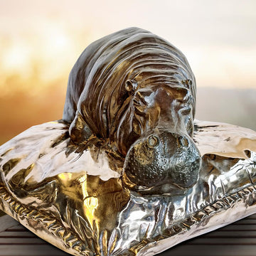 Sleeping Beauty Hippo (Bronze Sculpture)