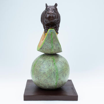 Hippos Love Cantaloupes (Bronze Sculpture)