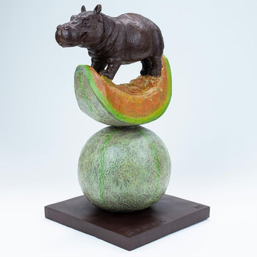 Hippos Love Cantaloupes (Bronze Sculpture)