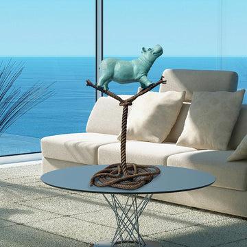 Hippo on a Tree Rope of Life (Bronze Sculpture)