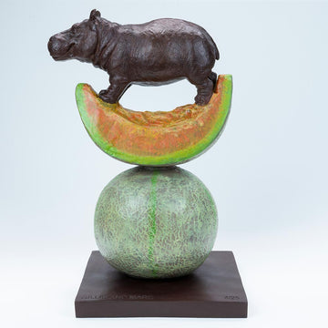 Hippos Love Cantaloupes (Bronze Sculpture)