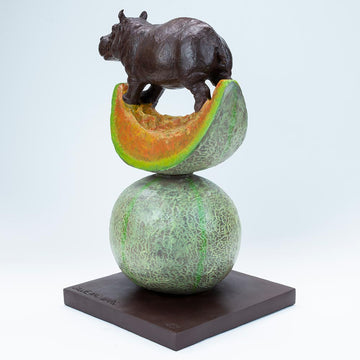 Hippos Love Cantaloupes (Bronze Sculpture)