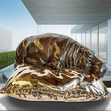 Sleeping Beauty Hippo (Bronze Sculpture)