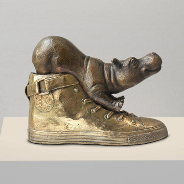 Walk with the Hippo (Bronze Sculpture)