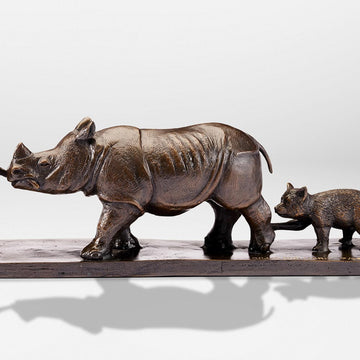 Love the Hippopotamus, the Javan Rhino, and the Red Panda (Bronze Sculpture)