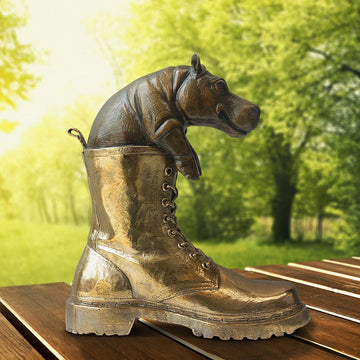 Walk with the baby hippo (Bronze Sculpture, Small)