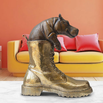 Walk with the baby hippo (Bronze Sculpture, Small)
