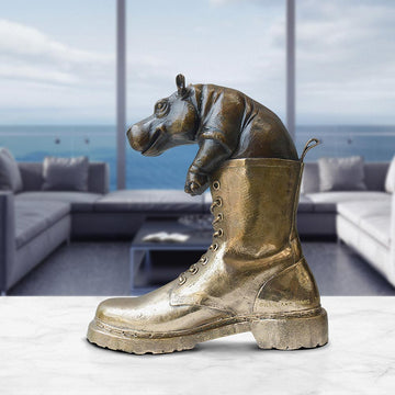 Walk with the baby hippo (Bronze Sculpture, Small)
