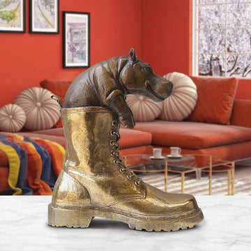Walk with the baby hippo (Bronze Sculpture, Small)