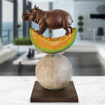 Hippos Love Cantaloupes (Bronze Sculpture)