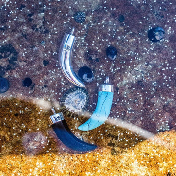 Their love was fierce and gentle at once (Turquoise Horn Pendant)