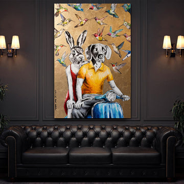 The humming birds hummed love songs around them (Original Painting)