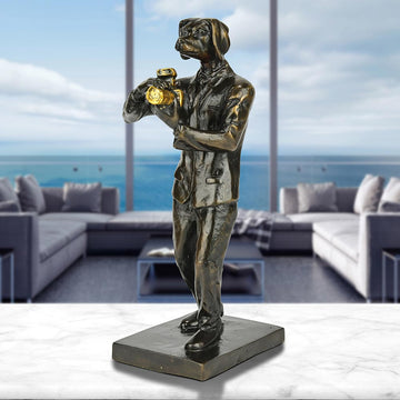 The Paparazzi Dogs Loved Snapping the World (Bronze Sculpture, Miniature Collection)