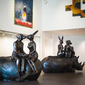 Rhino Wild Ride (Bronze Sculpture)