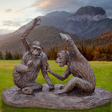 Wild Chimp Laughter (Bronze Sculpture)