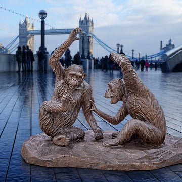 Wild Chimp Laughter (Bronze Sculpture)