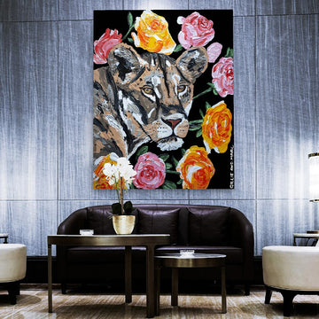 Lions and Roses (Original Painting)