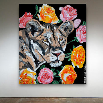 Lions and Roses (Original Painting)