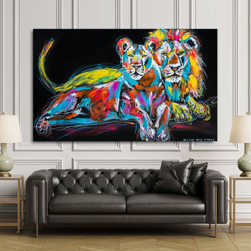 Romeo and Juliet the lions, would stay lovers forever (Original Painting)