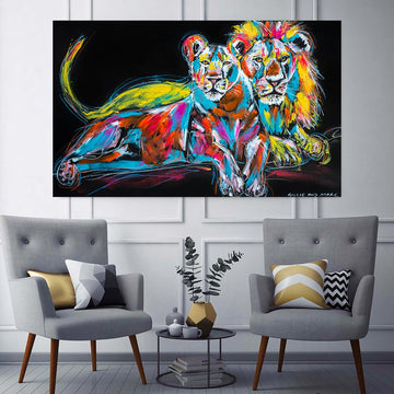 Romeo and Juliet the lions, would stay lovers forever (Original Painting)