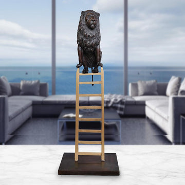 Lion reaches new heights (Bronze Sculpture)