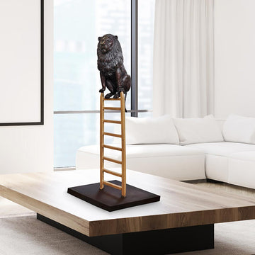 Lion reaches new heights (Bronze Sculpture)