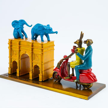 They Adopted an Orphan in London (Bronze Sculpture, Miniature)