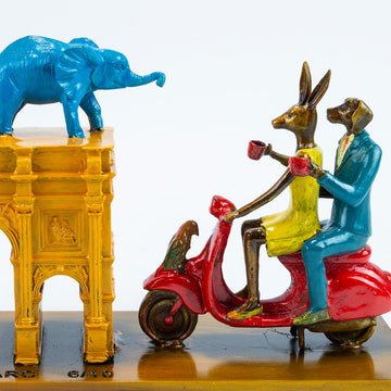 They Adopted an Orphan in London (Bronze Sculpture, Miniature)