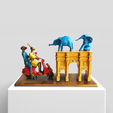 They Adopted an Orphan in London (Bronze Sculpture, Miniature)