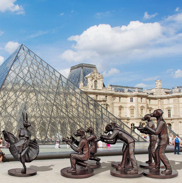 Marilyn and Paparazzi Dogs (Bronze Sculpture)