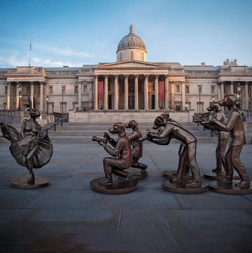 Marilyn and Paparazzi Dogs (Bronze Sculpture)