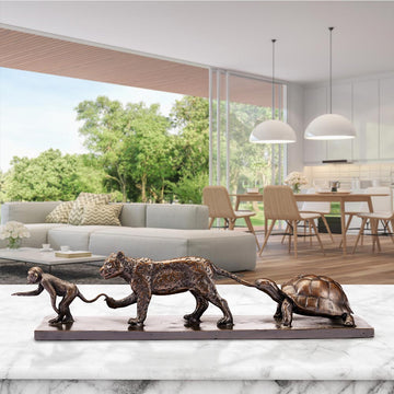Love the Brown Spider Monkey, the Jaguar and the Giant Galapagos Tortoise (Bronze Sculpture)