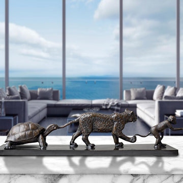 Love the Brown Spider Monkey, the Jaguar and the Giant Galapagos Tortoise (Bronze Sculpture)