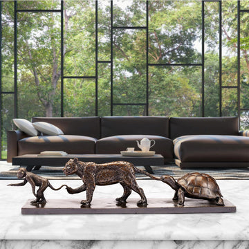 Love the Brown Spider Monkey, the Jaguar and the Giant Galapagos Tortoise (Bronze Sculpture)