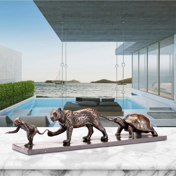 Love the Brown Spider Monkey, the Jaguar and the Giant Galapagos Tortoise (Bronze Sculpture)