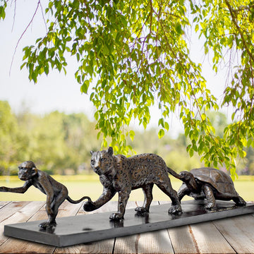 Love the Brown Spider Monkey, the Jaguar and the Giant Galapagos Tortoise (Bronze Sculpture)
