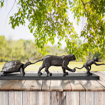 Love the Brown Spider Monkey, the Jaguar and the Giant Galapagos Tortoise (Bronze Sculpture)
