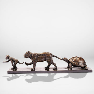 Love the Brown Spider Monkey, the Jaguar and the Giant Galapagos Tortoise (Bronze Sculpture)