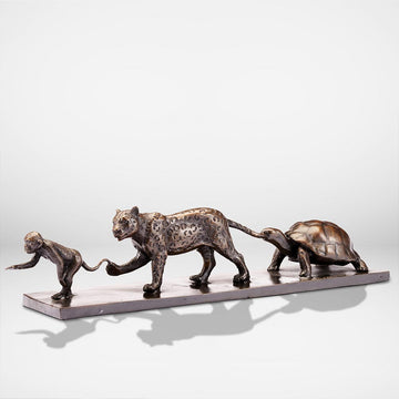 Love the Brown Spider Monkey, the Jaguar and the Giant Galapagos Tortoise (Bronze Sculpture)