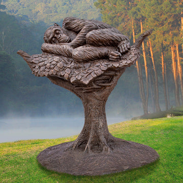 Wild Chimp Nest Making (Bronze Sculpture)