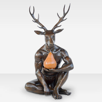 He thought about buying a new tie but he bought a pear instead (Bronze Sculpture)